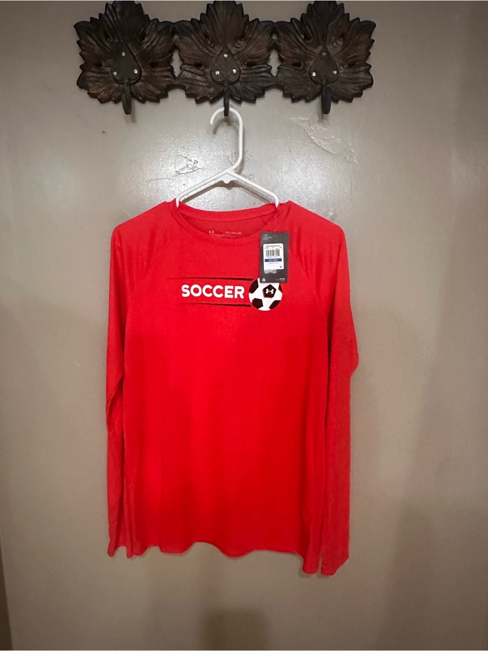 Under Armour Kids' Red 'Soccer' Long Sleeve Jersey Tee T shirt NWT size XL